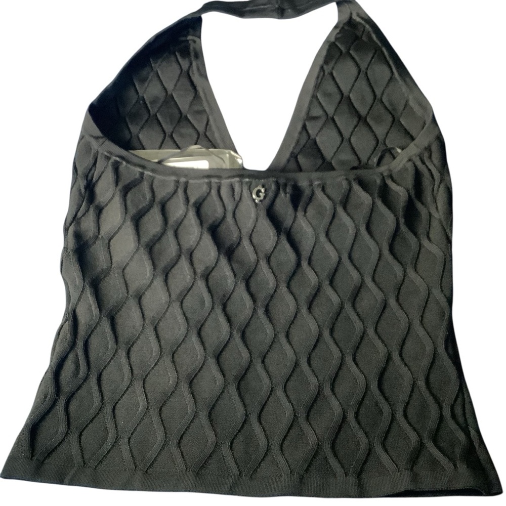 NWT GUESS Textured Halter Top Black Women’s size XS - Picture 4 of 10